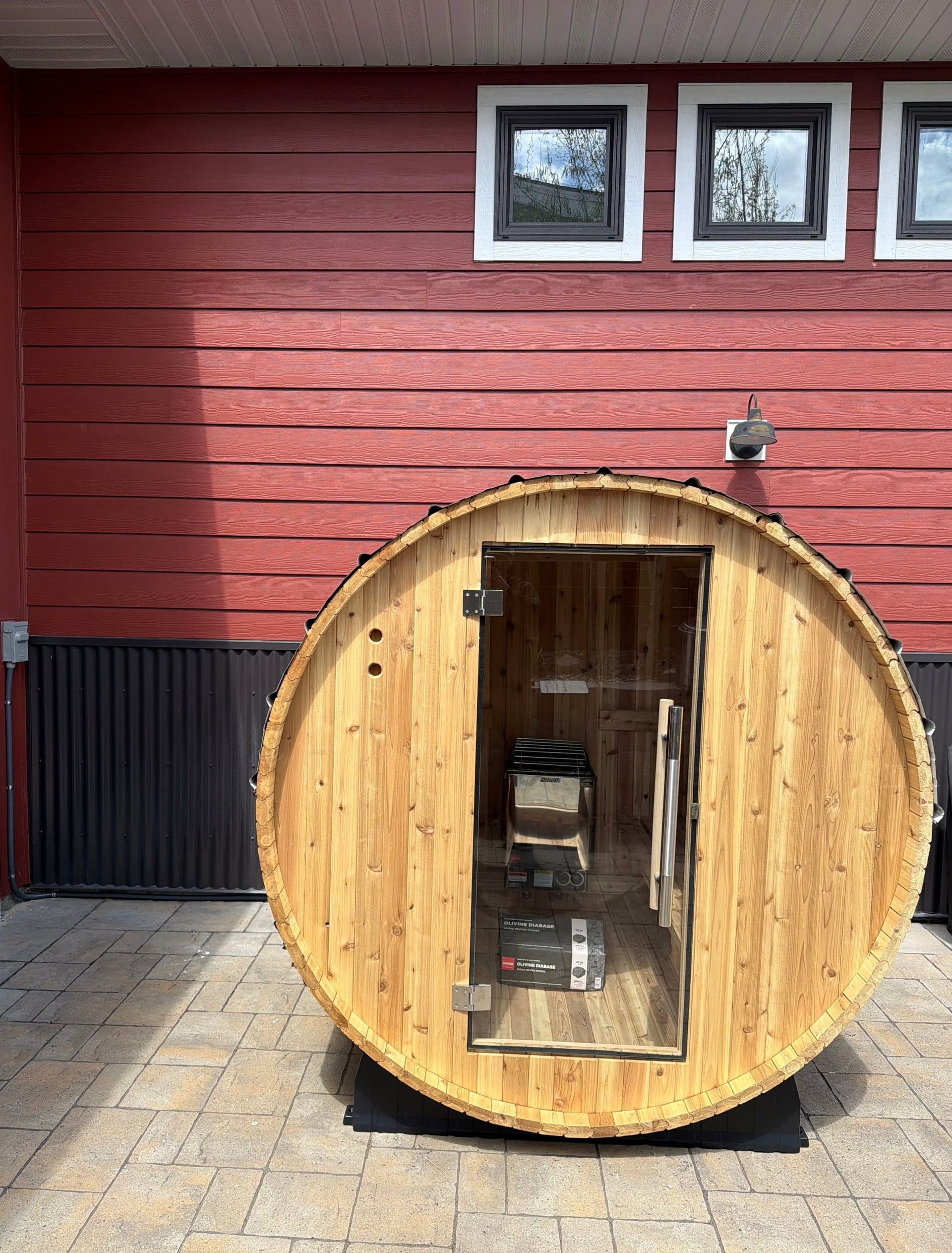 Backyard Barrel Sauna Electrical Hookup in Bozeman image